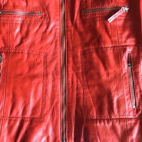 BOD & CHRISTENSEN LIGHTWEIGHT CLASSIC RED LEATHER ZIP UP JACKET IN XS - Picture 7 of 15